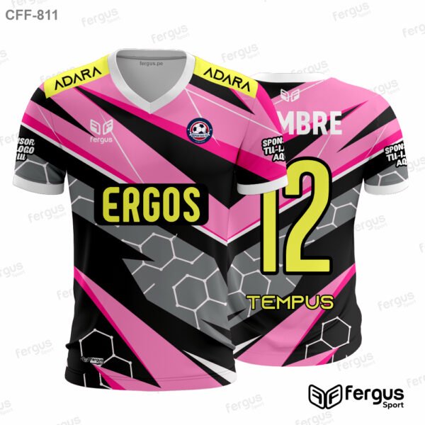 Camisetas de Futbol rosado con plomo