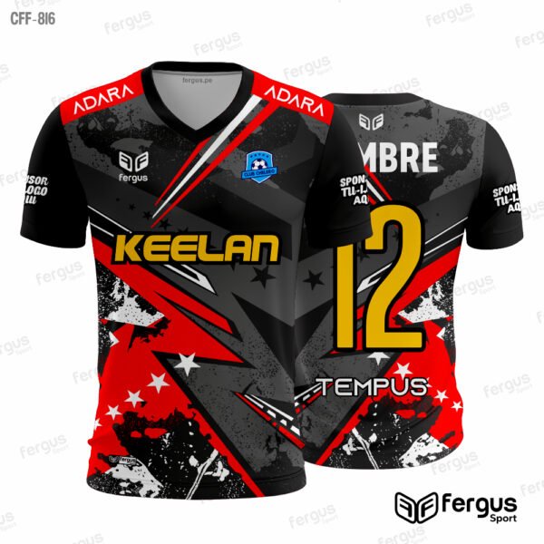 camisetas de futbol negro con rojo
