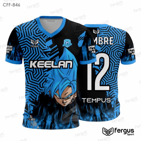 Camisetas de Futbol azul y negro anime