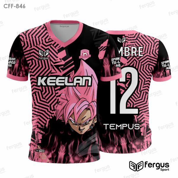 Camisetas de Futbol Rosado y negro anime