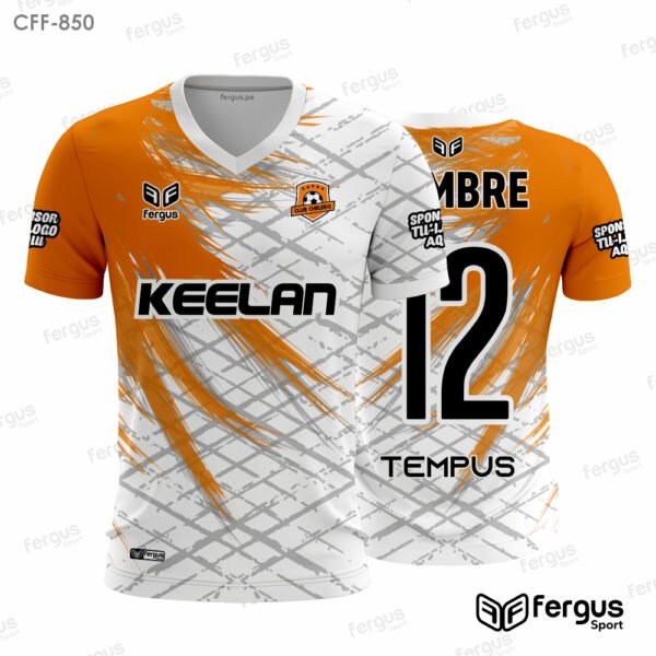 Camisetas de Futbol blanco con naranja