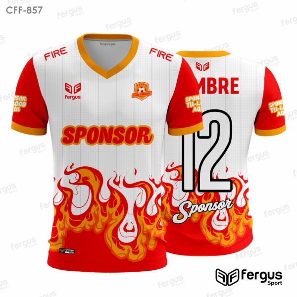 Camisetas de Futbol BLANCAS con mangas NARANJAS