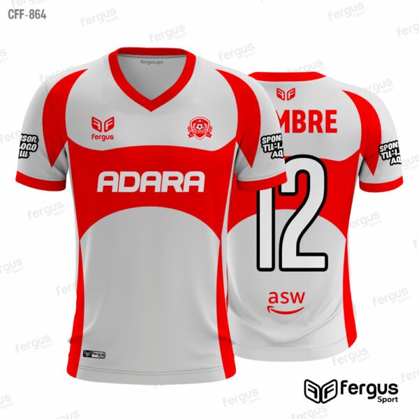 Camisetas de Futbol Plateado con rojo