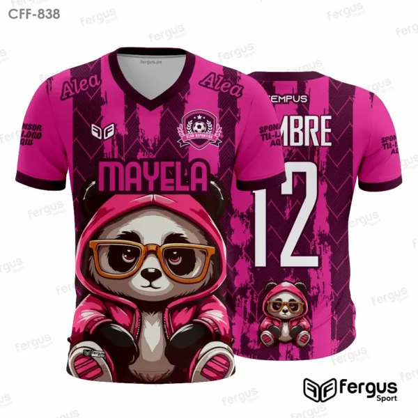 Camisetas de Futbol Fucsia con franjas