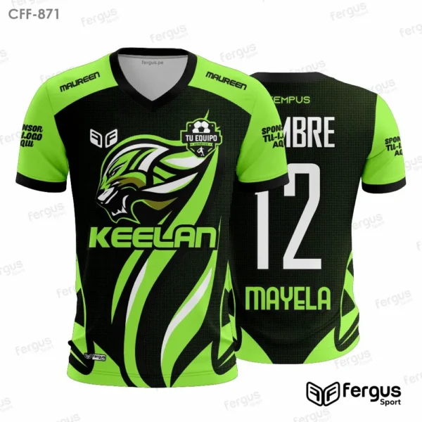 Camisetas de Futbol Negro con mangas verdes