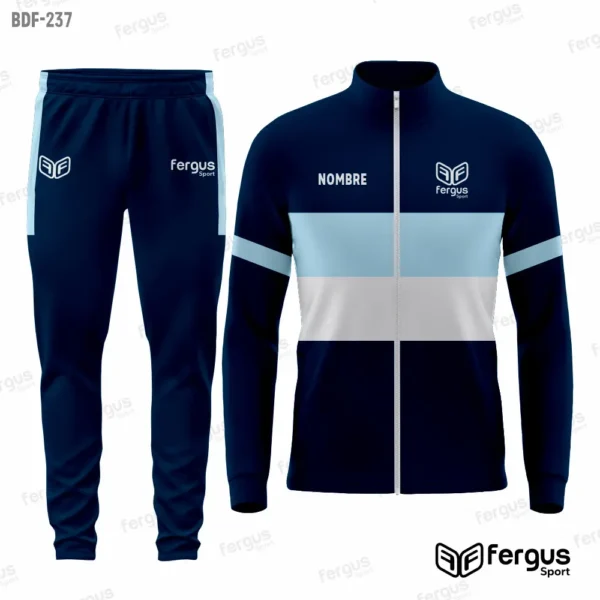 Buzos Deportivos azul marino con celeste y blanco