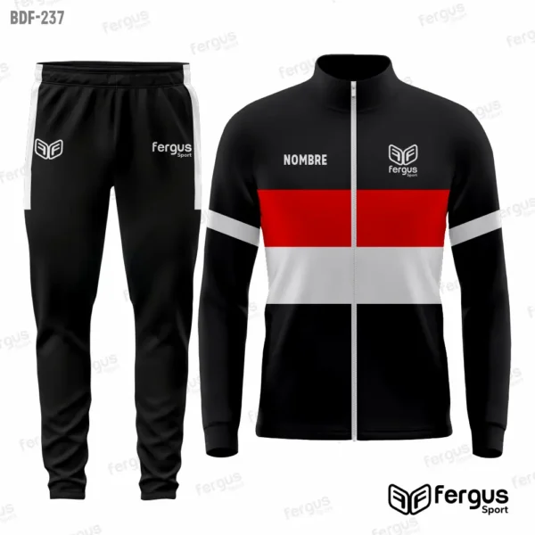 Buzos Deportivos Negro con rojo y blanco