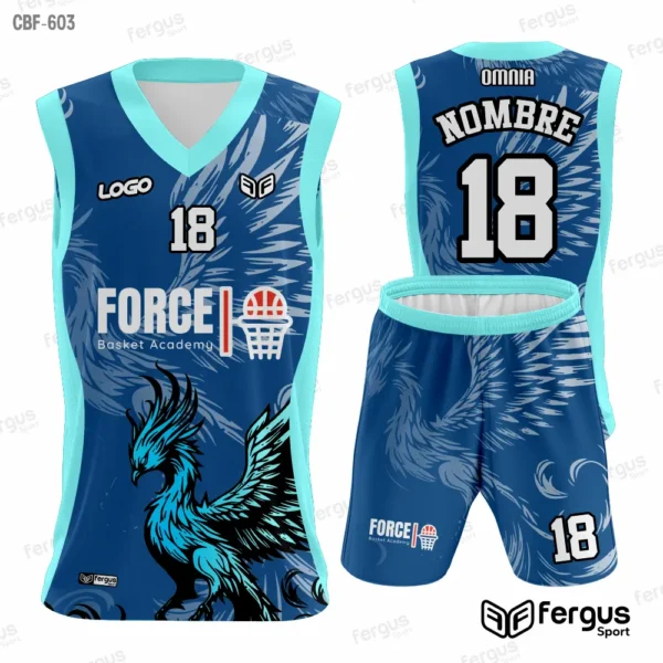 Camisetas de Basquet Azul con celeste