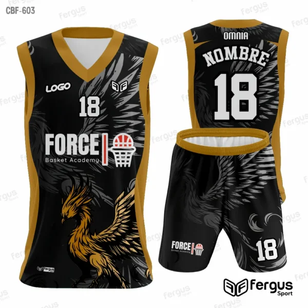 Camisetas de Basquet NEGRO CON DORADO
