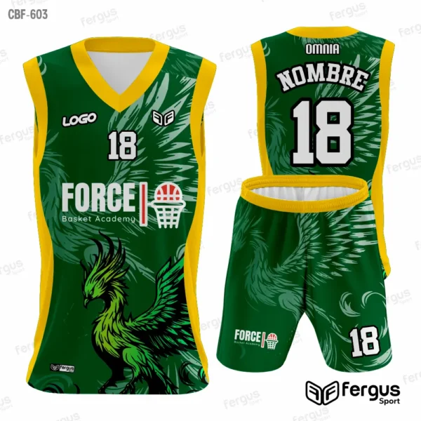 Camisetas de Basquet VERDE CON AMARILLO