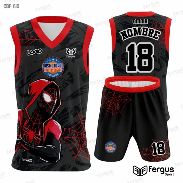 Camisetas de Basquet NEGRO con ribetes ROJOs