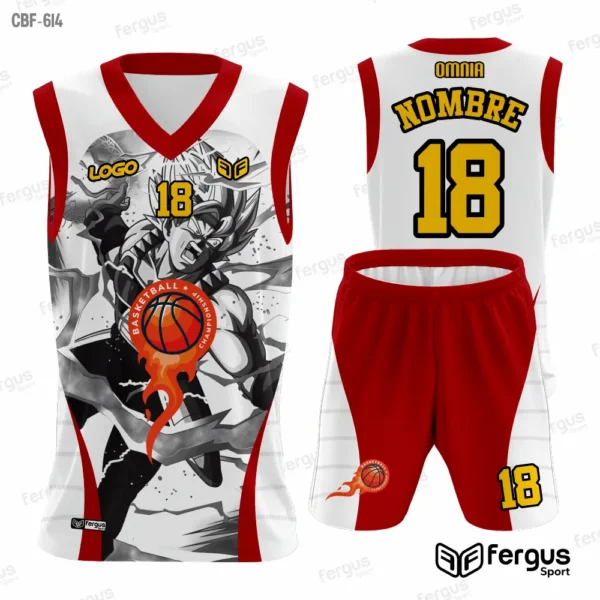 Camisetas de Basquet Blanco con ribetes rojos