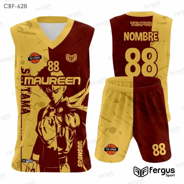 Camisetas de Basquet Guinda y beige