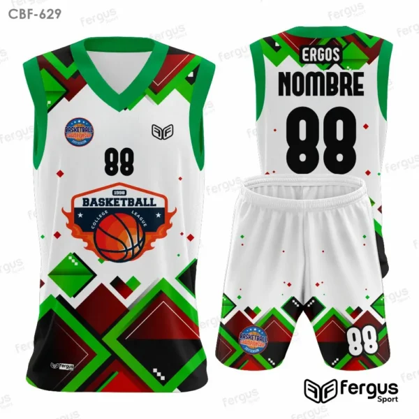 Camisetas de Basquet Verde con blanco