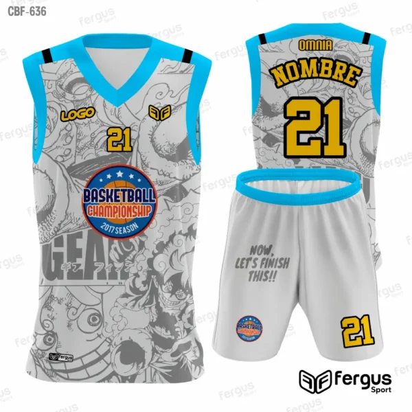 Camisetas de Basquet Negro con ribetes CELESTES