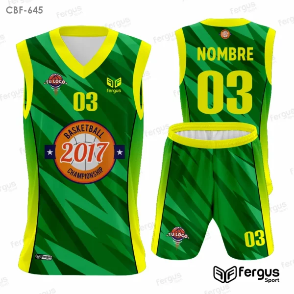 Camisetas de Basquet verde y amarillo