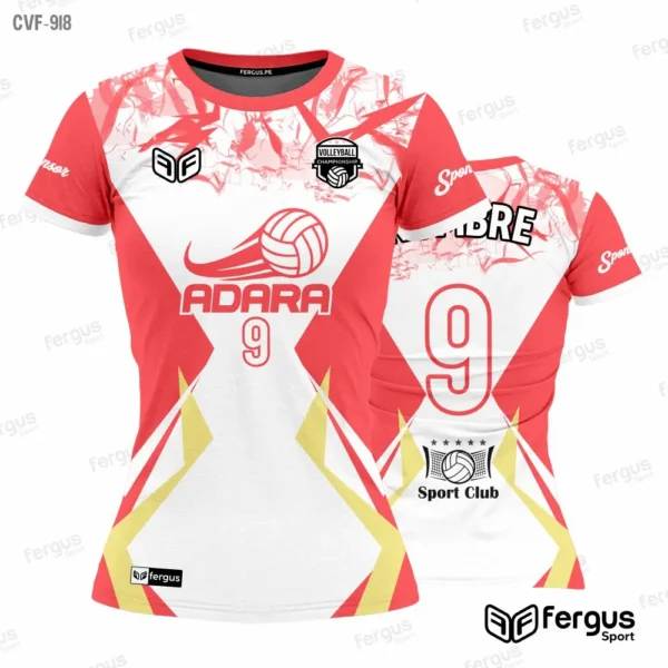Camisetas de Voley rosado con blanco