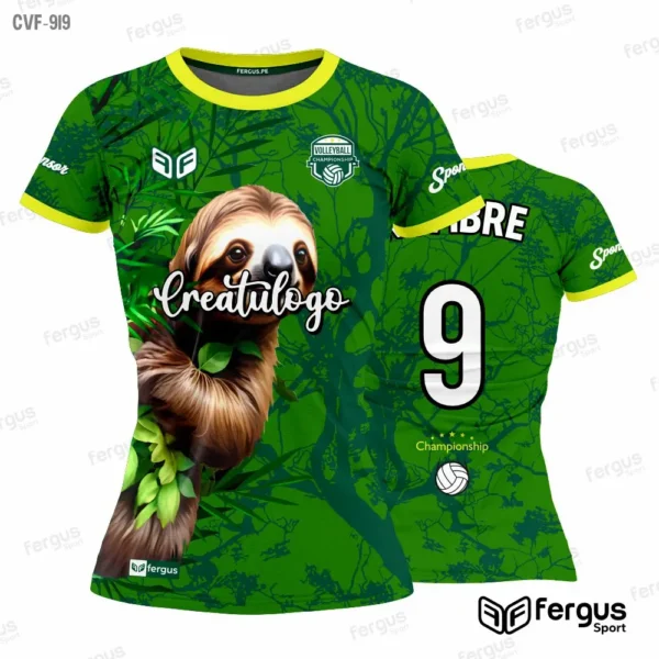 Camisetas de Voley Verde y ribetes amarillos
