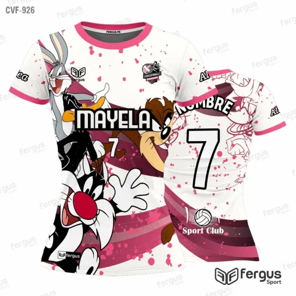 Camisetas de Voley blanco y rosado