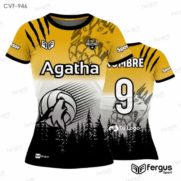 Camisetas de Voley dorado y negro