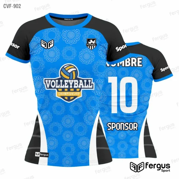 Camisetas de Voley CELESTE Y NEGRO
