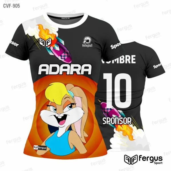 Camisetas de Voley Negro Animado