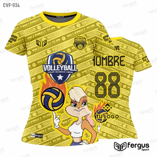 Camisetas de Voley amarillo animado