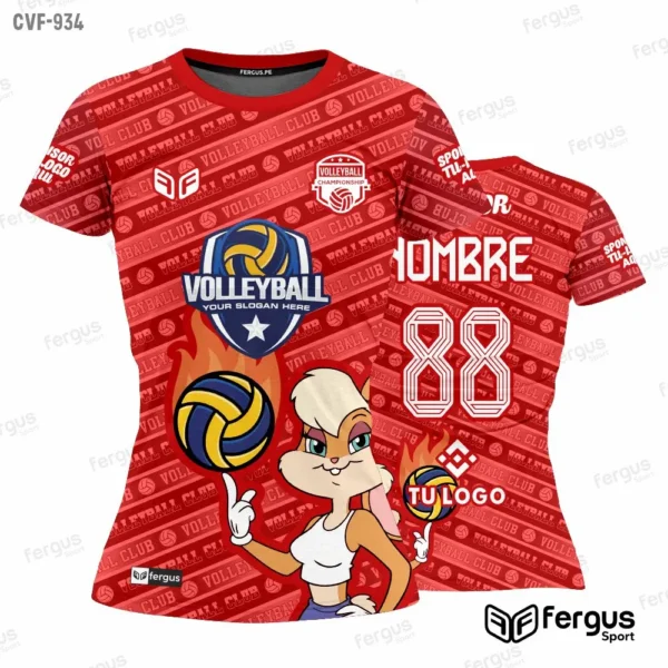 Camisetas de Voley rojo animado