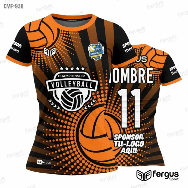 Camisetas de Voley naranja y negro