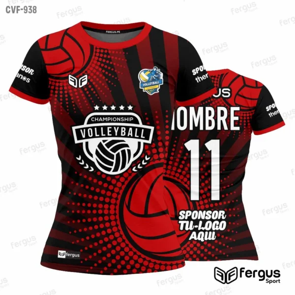Camisetas de Voley Rojo y negro