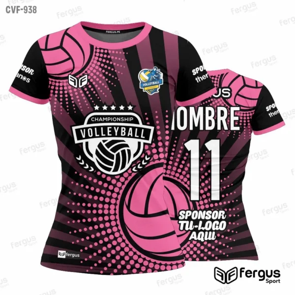 Camisetas de Voley rosado y negro