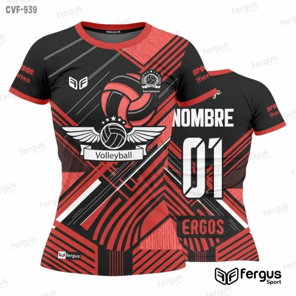 Camisetas de Voley rojo y Negro